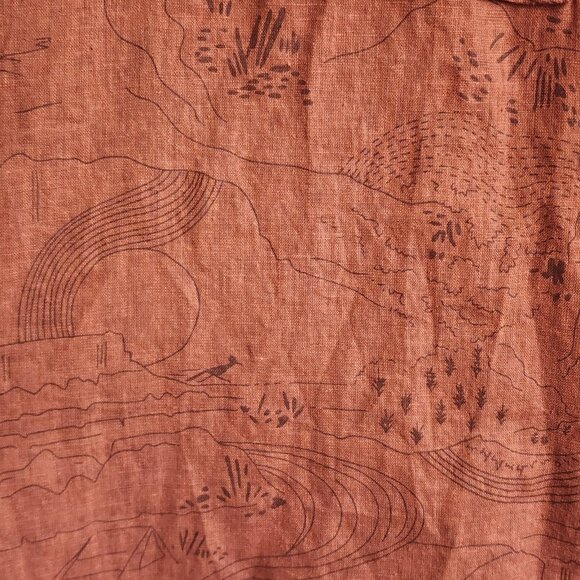 REI Cooperative Shirt Mens 2XL Rust Brown Organic Cotton Hemp Outdoors Map Print - Picture 3 of 10